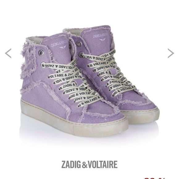 Zadig Voltaire High Flash Canvas shoes Purple New - Picture 2 of 5